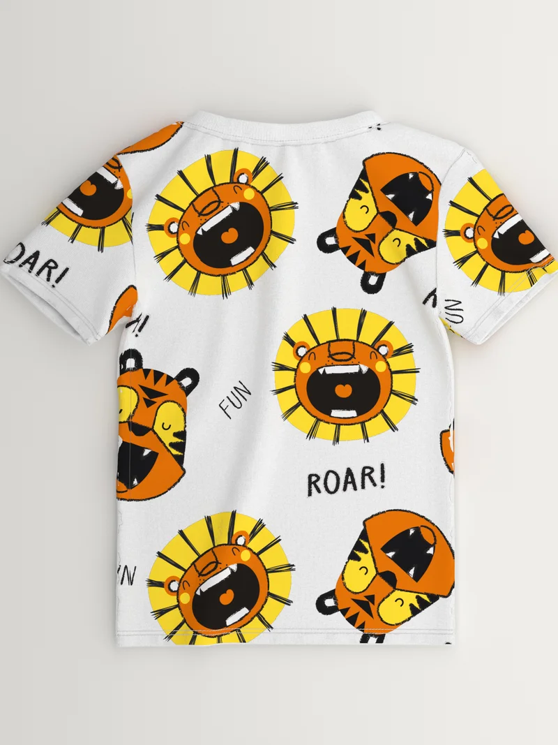 Nautinati White Boys' Cotton All-over Animal Printed T-shirt Pack of 3 for Men | Best Price UAE